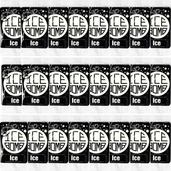 Bundle of 24 Packs - Bomb Fresheners Hanging Car Air Freshener - Ice Scent (1 Pack)