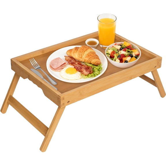 Bed Tray Table with Folding Legs,Bamboo Breakfast in Bed for TV Table, Laptop Computer Tray,Eating