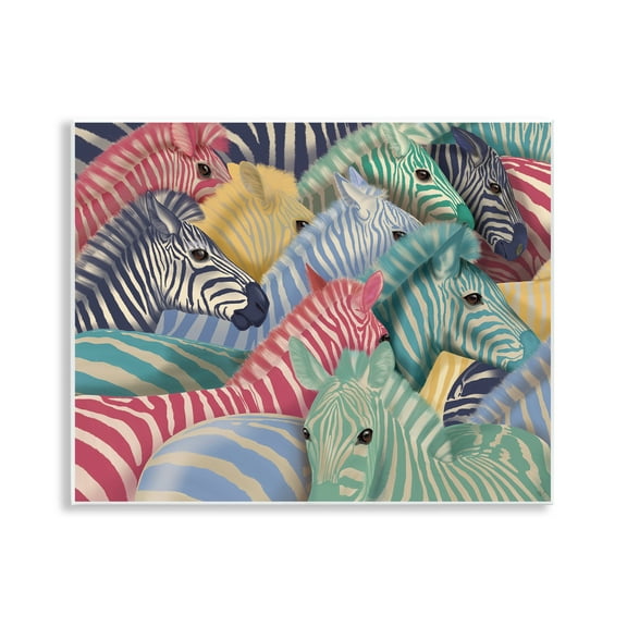 Stupell Industries Modern Hued Zebras Animals Painting Unframed Art Print Wall Art, 14 x 11