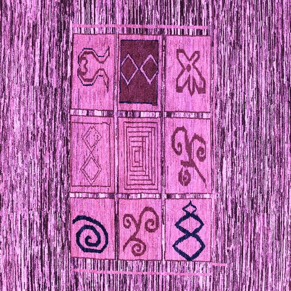 Ahgly Company Indoor Square Oriental Purple Modern Area Rugs, 7' Square