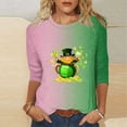 thumbnail image 1 of Meichang Hauts à Manches 3/4 pour Femmes Chemises de la Saint-Patrick Imprimé Trèfle Vert Décontracté Coupe Ample Col Rond Blouses de Vacances, 1 of 5