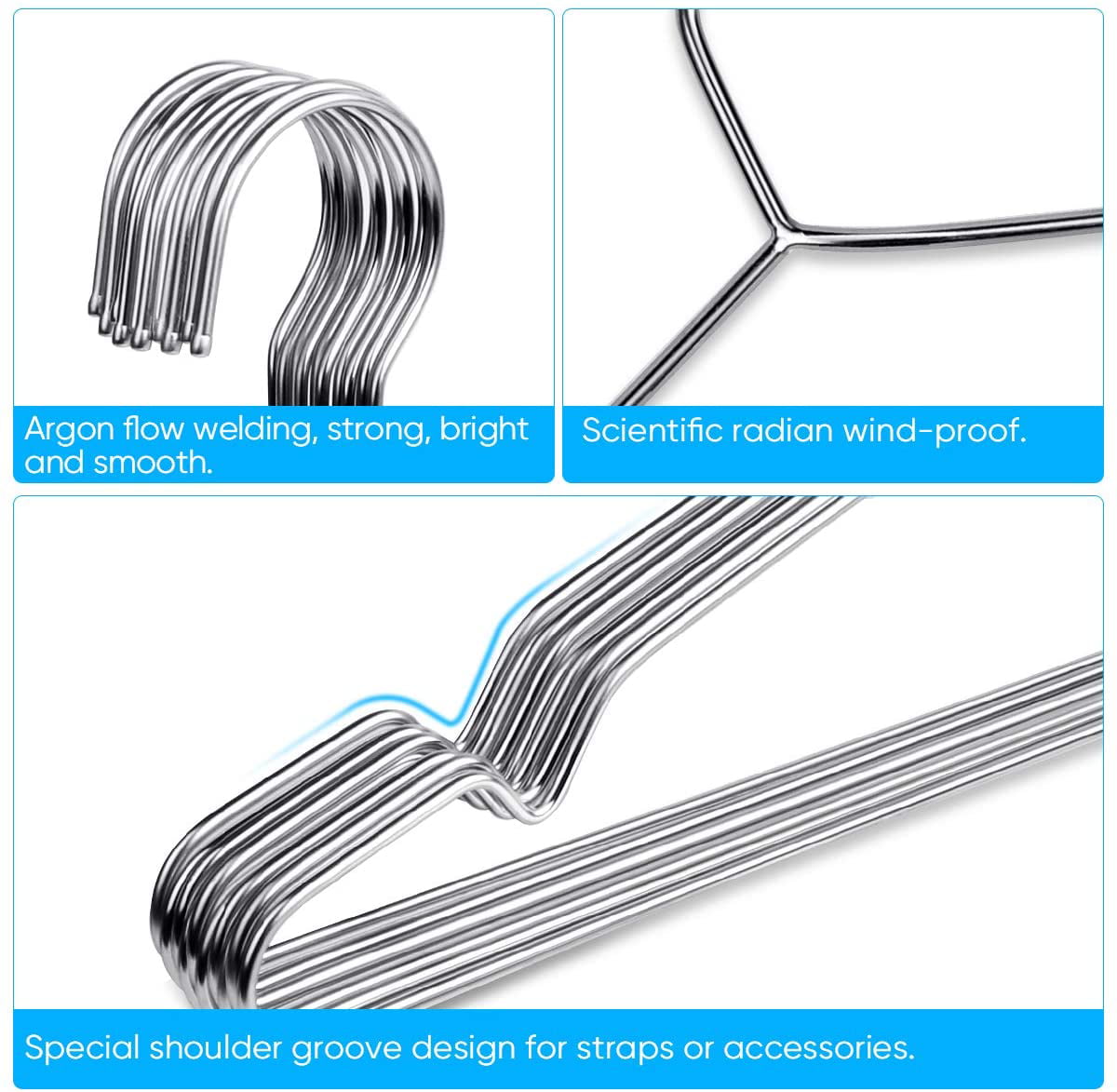 Details about   30 Pack Wire Coat Hangers Stainless Steel Heavy Duty Metal Clothes Suit Hanger 