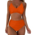 thumbnail image 2 of QUNYINEY Womens Swimsuits Orange Bikini Two Piece Bathing Suit High Waisted Swimsuit Sets, 2 of 6