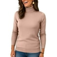 thumbnail image 5 of Turtleneck Sweaters for Women - Oversized Fall Winter Long Sleeve Soft Dressy Casual Knit Pullover Tops 2025 Light Brown L, 5 of 5