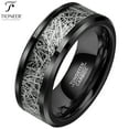 thumbnail image 3 of Tioneer Tungsten Ring Inlay in Black IP Diamond Finish  Men Women Comfort Fit w/ Free Engraving 8mm, 3 of 6