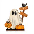 thumbnail image 1 of Decoración de Halloween de Madera con Forma de Fantasma, Cubo de Calabaza y Letrero - Decoración Festiva para el Hogar (2 Piezas), 1 of 5