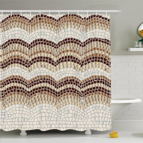 Ambesonne Vintage Antique Mosaic Shower Curtain Set