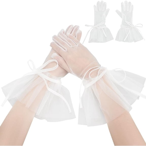 Short Lace Gloves Tea Party Gloves Costumes Gloves for Wedding Dinner Party White DIY