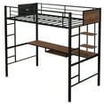 thumbnail image 5 of Loft Bed with 2 Ladder and Desk, Storage Shelf, Space-Saving Design, Twin, Black, 5 of 9