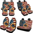 thumbnail image 3 of Uorisanigo 10 Pack American Flag Sunflower Car Seat Cover with Soft Elastic Steering Wheel Cover Auto Water Cup Coaster and Cars Seat Belt Cover Chapstick Holder Universal Fit Most Car SUV, 3 of 7