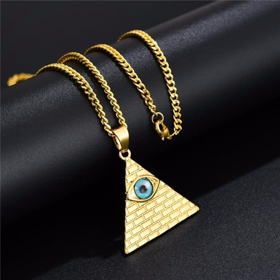 Hip hop Ancient Egypt Round Jewelry Collares 14K White Gold Chain Egyptian Eye of Horus Necklaces & Pendants