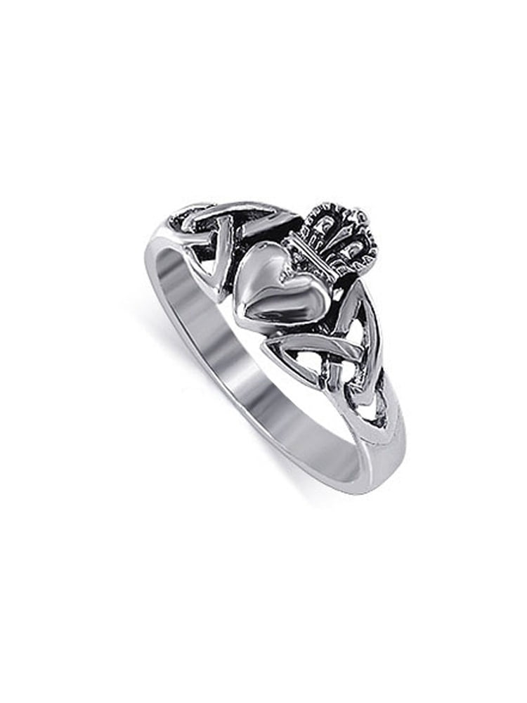 .925 Sterling Silver Traditional Claddagh Celtic Ring Cute Gift For Women Ladies