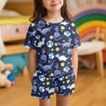 thumbnail image 2 of chaqlin Dinosaur Star Print Girls Clothes Cartoon Summer Outfit 2Piece Casual Soft Short Sleeve Top and Shorts Set with Pockets, 2 of 5