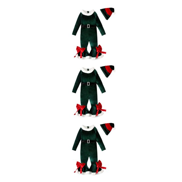 Matsuzay Traje de Navidad para niñas, traje de Navidad cálido con fondo de campana, traje de fiesta, accesorios de fotografía, vestido, ropa Type1 NO1