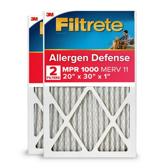 Filtrete 20x30x1 Air Filter, MPR 1000 MERV 11, Allergen Defense, 2 Filters