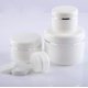 thumbnail image 4 of Paquete de 6 botellas de tarro redondas de plástico blanco vacías de 100 ml con revestimientos y tapas de rosca, tarros de cosméticos rellenables, 4 of 5