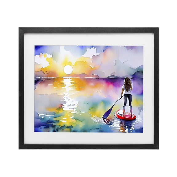 Stupell Industries Tropical Sunset Paddle Drift Black Framed Print Under Glass, 16 x 13, by Shelly Craig