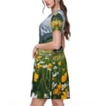 thumbnail image 2 of Disketp Mountain Daisy Meadow para Vestido de Manga Corta para Mujeres, Vestidos de Verano para Mujeres, Casual y Holgado para la Playa, 2 of 6