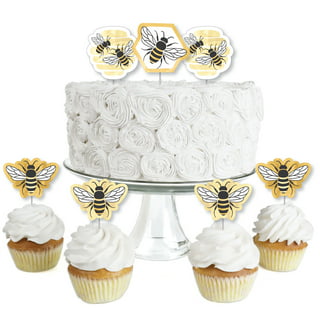 1 PCS Happy Bee Day Cake Topper Glitter Honeycomb Flower Bumble Bee Theme  Cake Pick Baby Shower Bee Cake Decoration for Gender Reveal Baby Shower  Kids