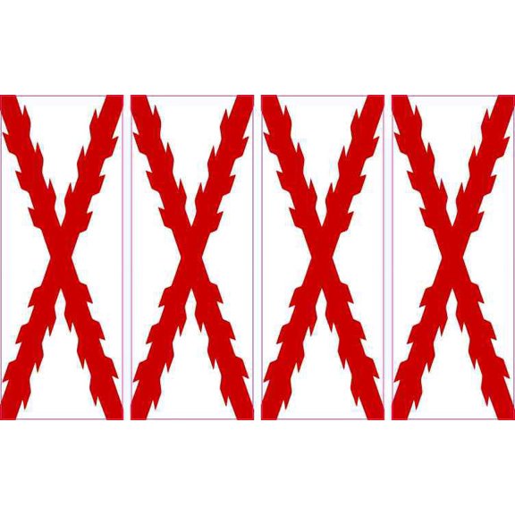 [4x] 3cm x 8cm Red Burgundy Cross Stickers