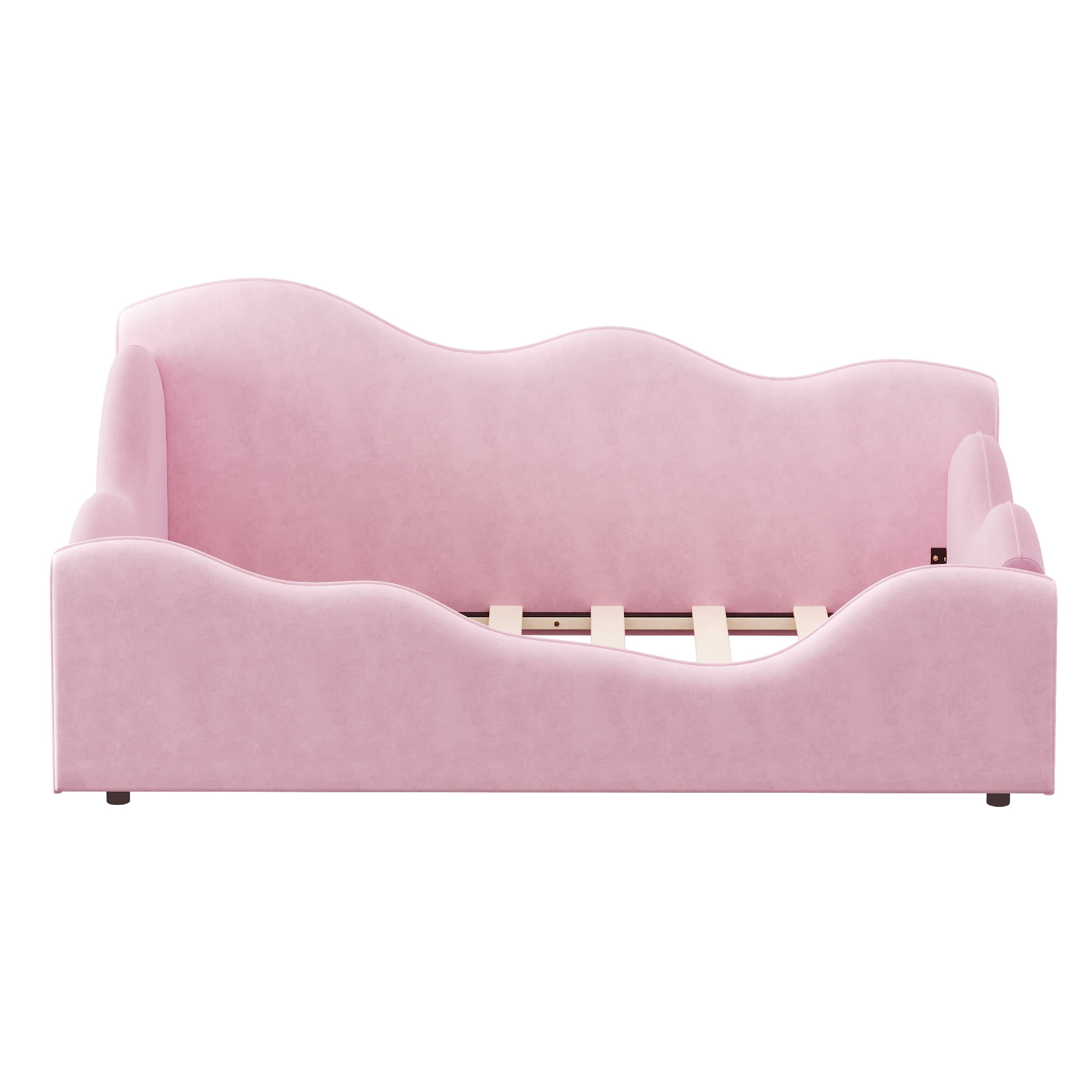 Euroco Upholstery Toddler Floor Bed with Guardrails, Pink