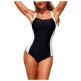 thumbnail image 1 of Yammkia One Piece Swimsuit Womens One Piece Swimsuit Retro Tummy Control Bathing Suits Ruched Modest Full Coverage Swimwear(Black,M), 1 of 8