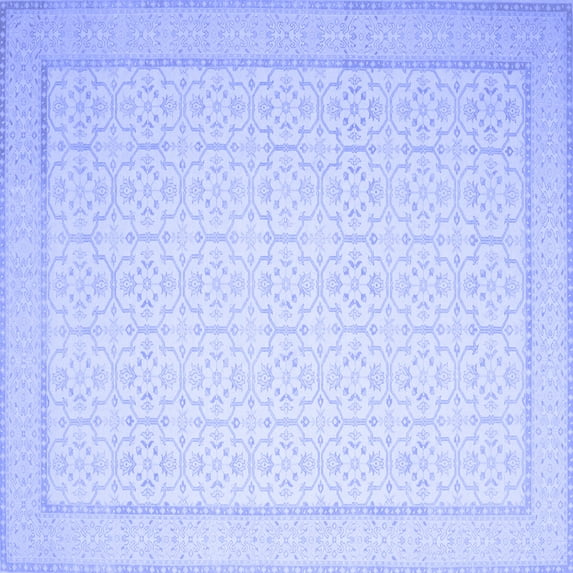 Ahgly Company Machine Washable Indoor Square Abstract Blue Contemporary Area Rugs, 6' Square