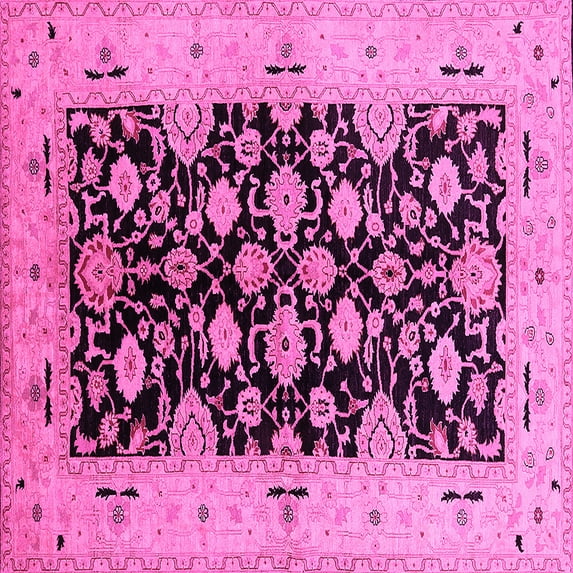 Ahgly Company Indoor Square Oriental Pink Traditional Area Rugs, 3' Square