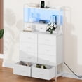 thumbnail image 3 of Commode Rustique pour Chambre avec Station de Recharge, DEL RVB Contrôlée par Application, Grand Organisateur de Rangement avec 11 Tiroirs en Tissu, Conception Anti-Basculement pour Chambre, Salon, Garde-Robe, Blanc, 3 of 8