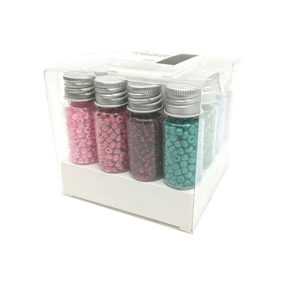 Blue Moon Beads Bright Rainbow Glass Seed Bead Mix for DIY Jewelry Making, 12 Bottles-Unisex, Adult