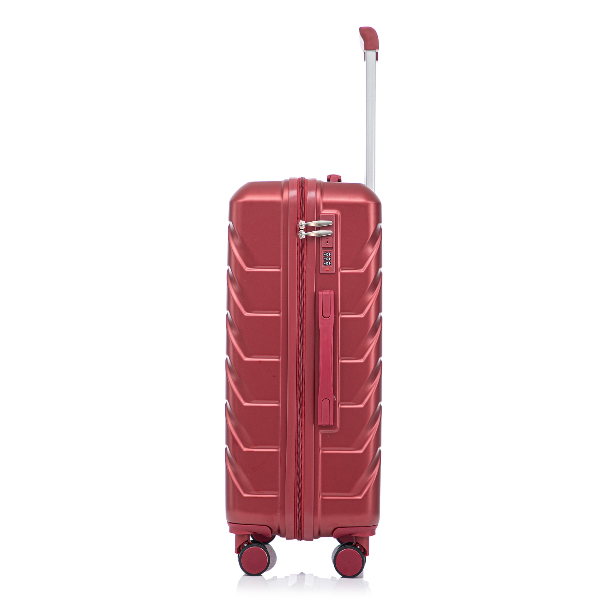 Leumius Hardside Carry on Luggage with Spinner Wheels, Hard Shell ABS Suitcase, 28-Inch Lightweight Expandable Rolling Luggage, Wine Red
