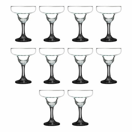 

10 Margarita Glasses Set 9 oz. - Classic Smooth Barware Glassware - Black