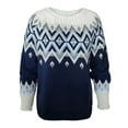 thumbnail image 3 of Fair Isle Knit Sweater for Womens Pattern Pullover Crewneck Long Sleeve Cozy Winter Pullovers Top Navy L, 3 of 4