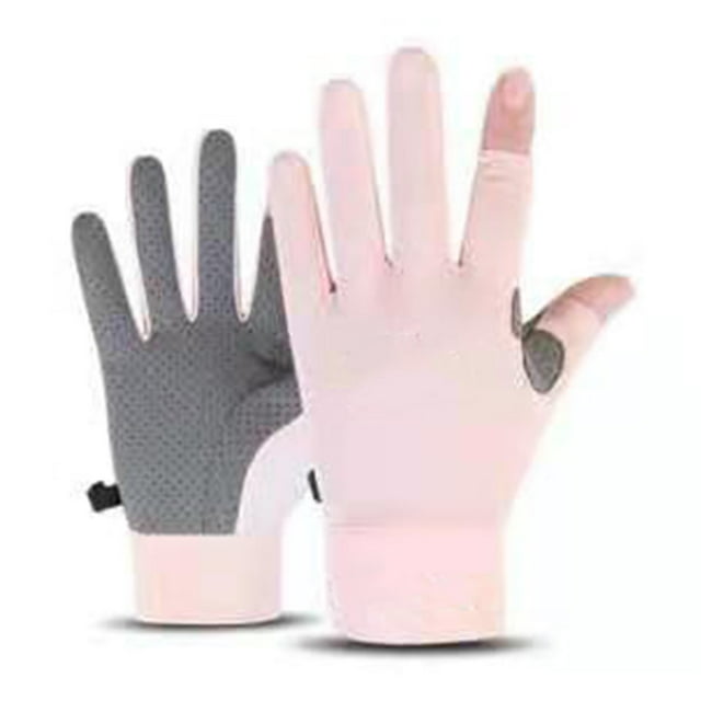 Guantes de ciclismo de verano de seda helada, 2 guantes deportivos sin dedos para hombres y mujeres, ciclismo, entrenamiento en gimnasio, levantamiento de pesas al aire libre, talla M, rosa