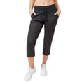 thumbnail image 2 of Reflex 90 Degree Women's Elastic Waist Pull On Athletic Travel Capri Pants (Black, L), 2 of 5