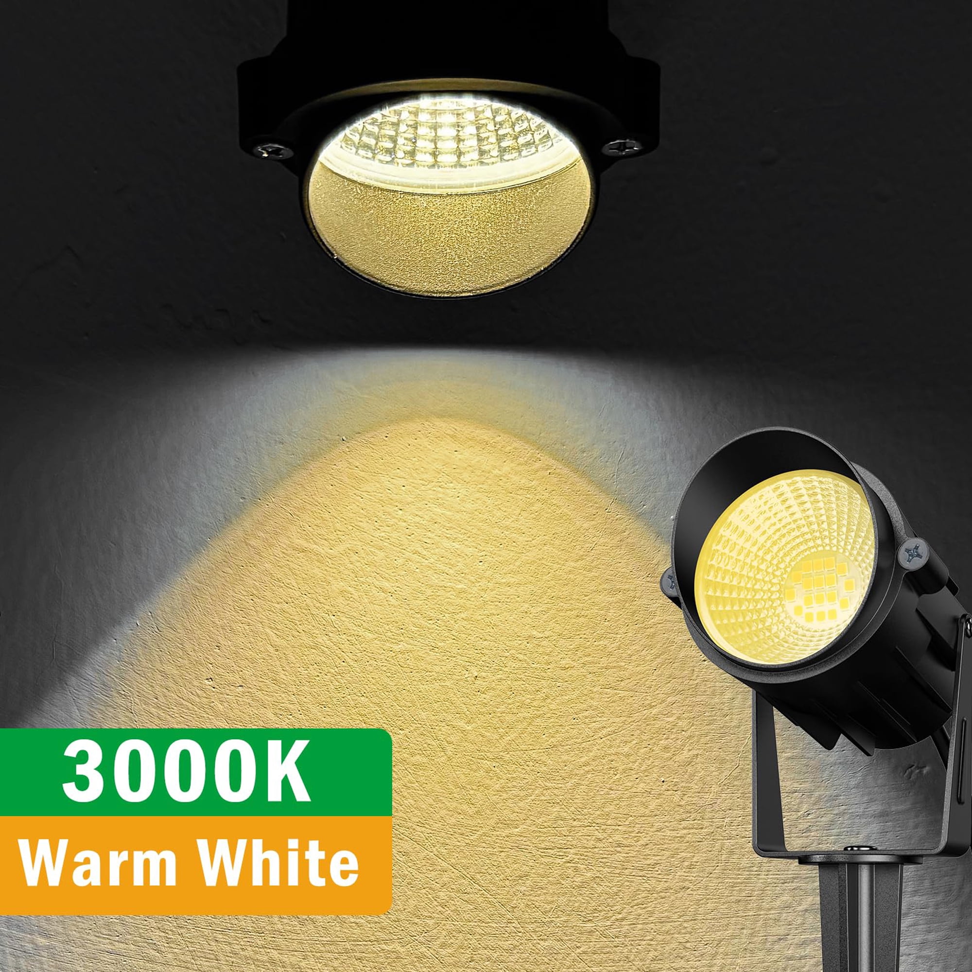 Outdoor Landscape Lights 10W Outdoor Lighting 3000K Warm Light with Stand & COB Led Spotlights for Yard Lawn Flag, 1000LM Waterproof Landscape Lighting 5.9 FT Plug Cord