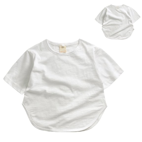 AWZXDE Toddler Kids Girls Boys Classic T Shirt Short Sleeve Loose Fit Soft Tee Tops Solid Color Casual Basic For Children Everyday Wear White,2 Years