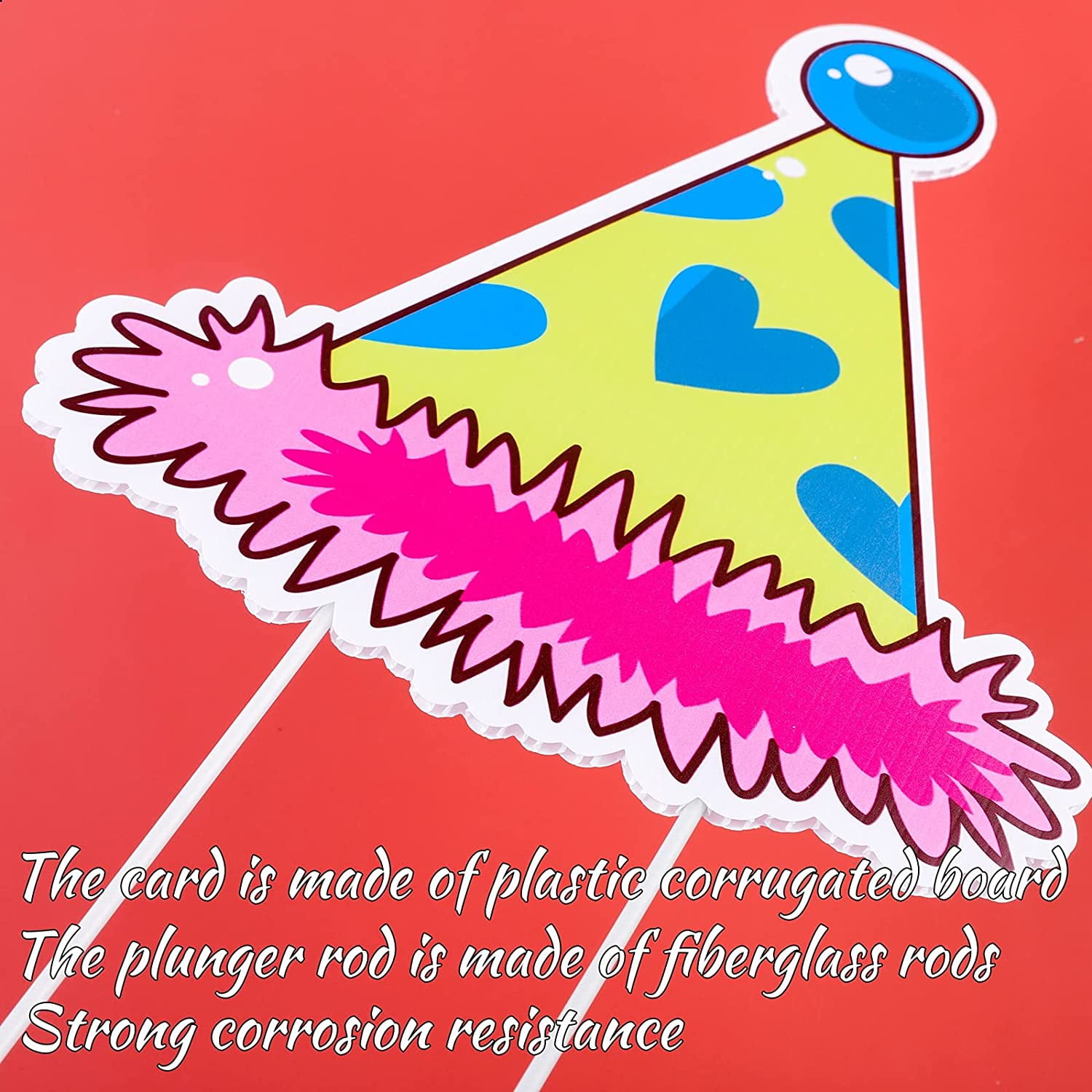 10 Pieces Happy Birthday Lawn Yard Signs with Stakes Colorful Outdoor Birthday Sign Corrugated Plastic Signs with Letters, Party Hat, Hearts, Fireworks, Balloons, Ice cream