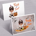 thumbnail image 3 of Trick or Treat Boykin Spaniel Funny Mummy Cosplay Pumpkin Candy Basket 7x5in Folded Greeting Card Dog Lover Single Note Card with Envelope - 12016, 3 of 5