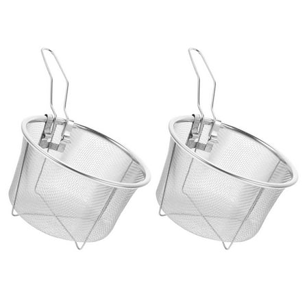SEWCHICS 2Pcs Metal Frying Basket for Deep Frying French Fries with Sturdy Handle