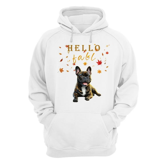 Hello Fall French Bulldog Enjoys Warm Campfire Autumn Night Bright Moon Hoodie Unisex Merch Hoodies Dog Lover Gifts - 01008