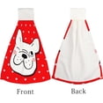 thumbnail image 3 of 2 Pcs Hanging Towels, Dish Towels Naughty Dog On Red Absorbent Hand Towels with Hanging Loop Washcloth for Bathroom Kitchen, 3 of 6