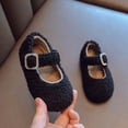 thumbnail image 4 of Otqutp Solid Color Shoes for Toddler Fashion Winter Children Boots Girls Flat Cotton Shoes Plush Warm Water Buckle Strap Comfortable Shoes(Black,3.5-4 Years), 4 of 5