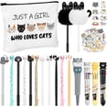 thumbnail image 1 of Set de papelería Seajan de 63 piezas con diseño de gato adorable. Incluye 17 bolígrafos de gel kawaii con diseño de gato, 1 bolsa para bolígrafos con diseño de gato, neceser de viaje para amantes de, 1 of 6
