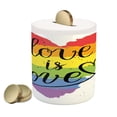 thumbnail image 1 of Pride Piggy Bank, LGBT Gay Lesbian Parade Love is Love Hand Writing Paint Strokes, Ceramic Coin Bank Money Box for Cash Saving, 3.6" X 3.2", Multicolor, by Ambesonne, 1 of 4