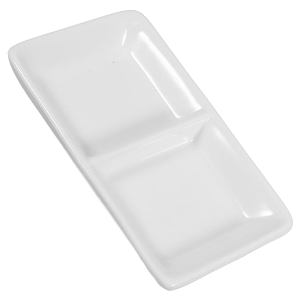 FELTECHELECTR Bandeja de cerámica para servir de 5,5 pulgadas, con 2 compartimentos, para salsas y fiestas.