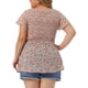 thumbnail image 3 of Blusas de gasa de talla grande Agnes Orinda para mujeres, blusa de peplum floral con mangas cortas y fruncido, 2X, rosa y verde, 3 of 6