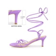 thumbnail image 2 of BLISSFUL STEP Women's Heels Knot Lace Up Strappy Square Toe Kitten Heel Sandals  Purple 6, 2 of 6