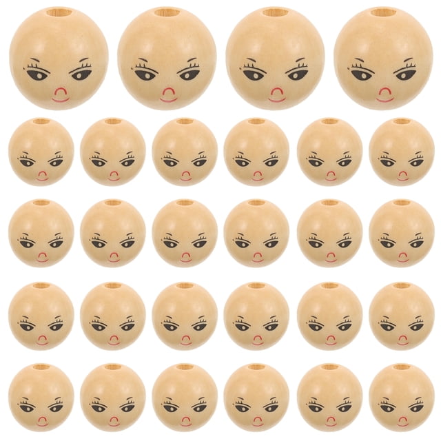 SHISUYAN 50 Pcs Perles Rondes en Bois pour Sourire Perles en Bois Perles Lâches Perles d'Espacement Rondes avec Trou
