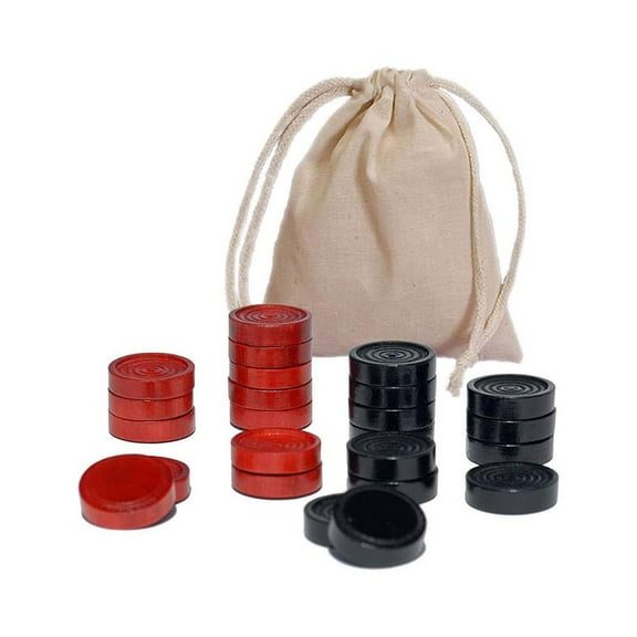 WE Games Wood Backgammon Pieces with Cloth Pouch - 1.125 inches